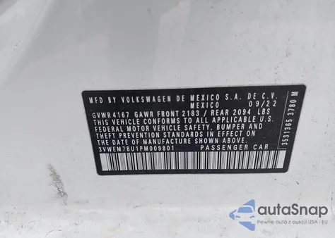 2023 Volkswagen Jetta 1.5T Se from USA, damaged, VIN 3VWEM7BU1PM009801